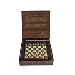 Vintage Drueke Peg Chess Set American Walnut Board Travel Game Made in USA 4.5"